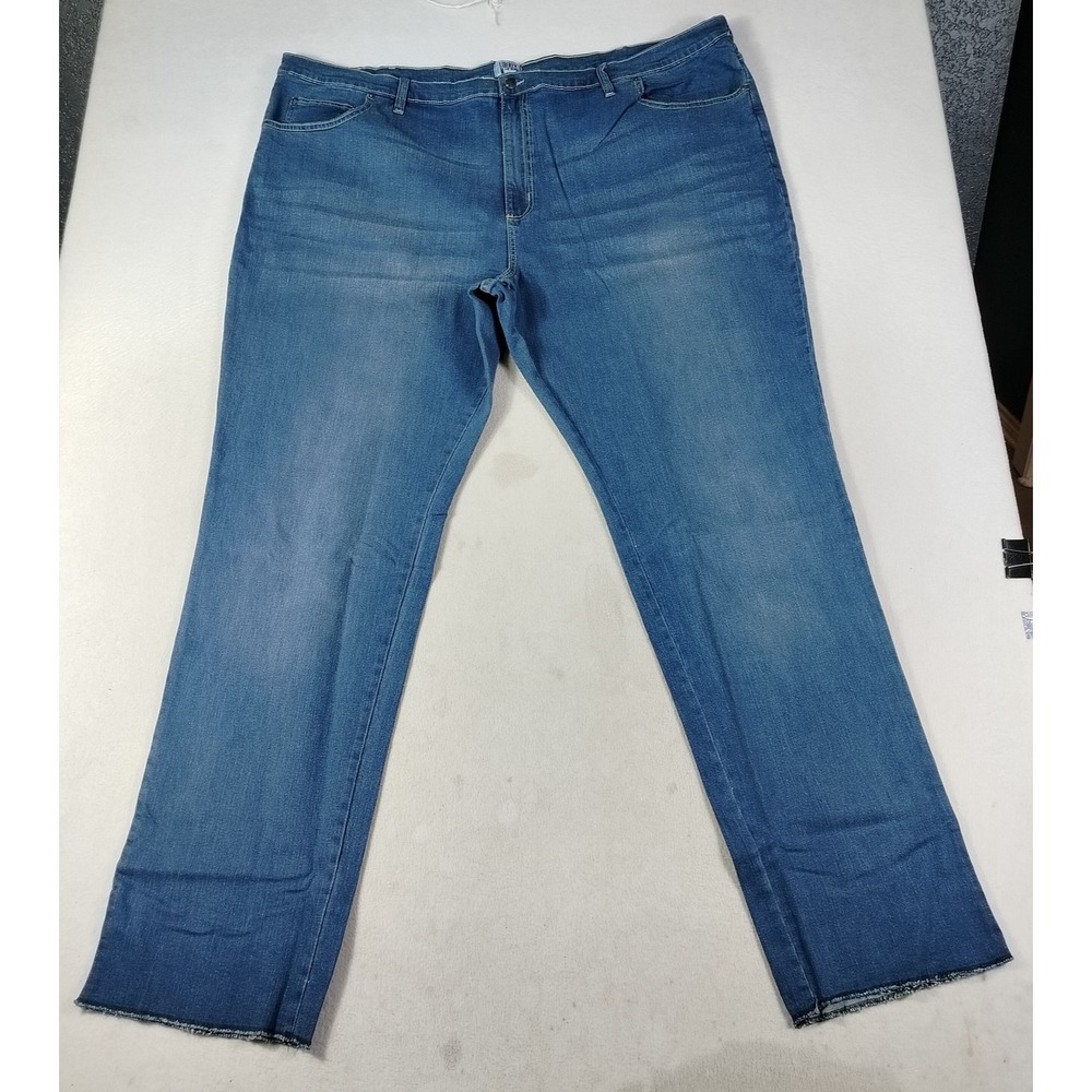 Liberty Blues Jeans Mens 54x32 Blue Relaxed Fit Big & Tall Straight Leg Raw Hem
